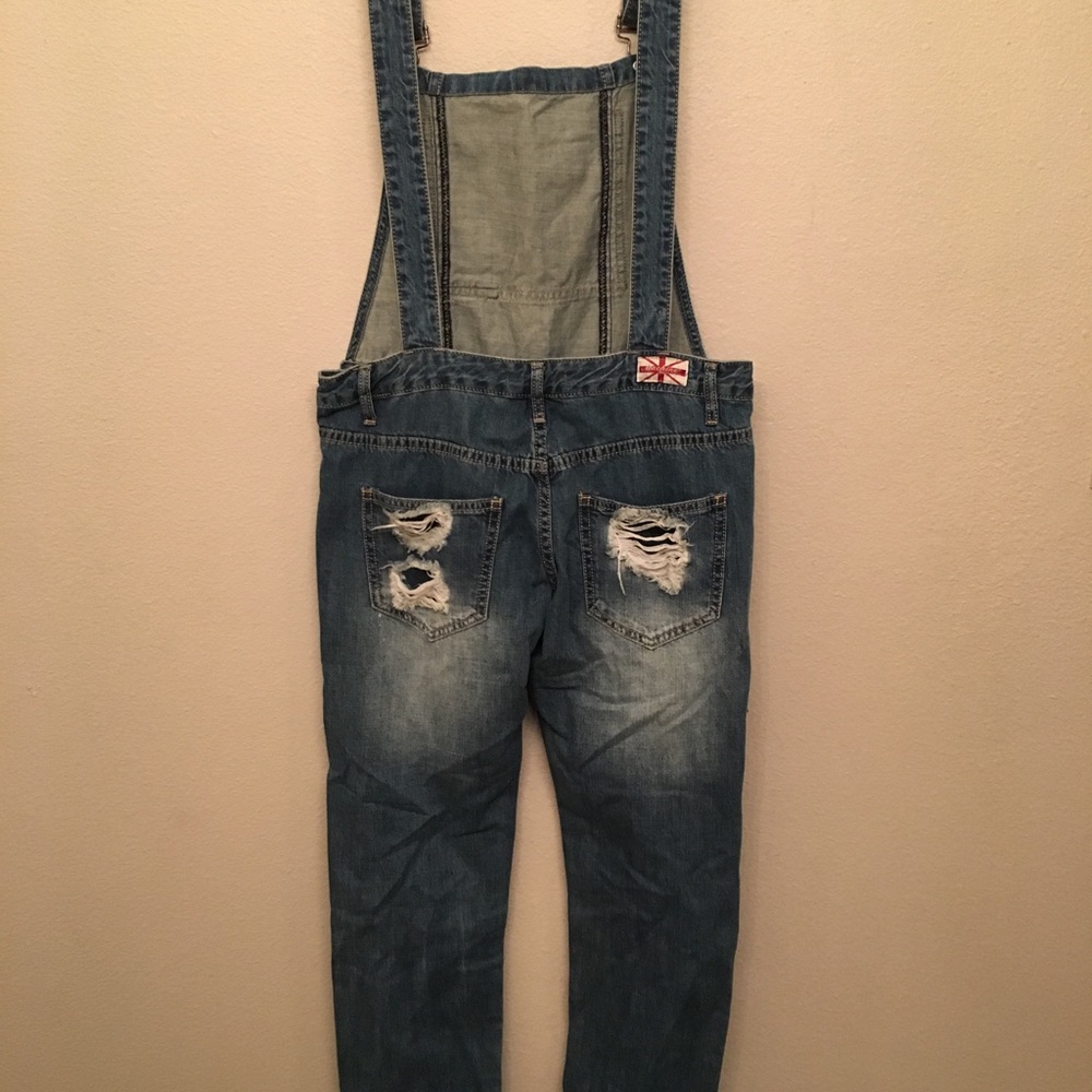 Machine Dark Wash Ripped Overalls - Picture 2 of 3